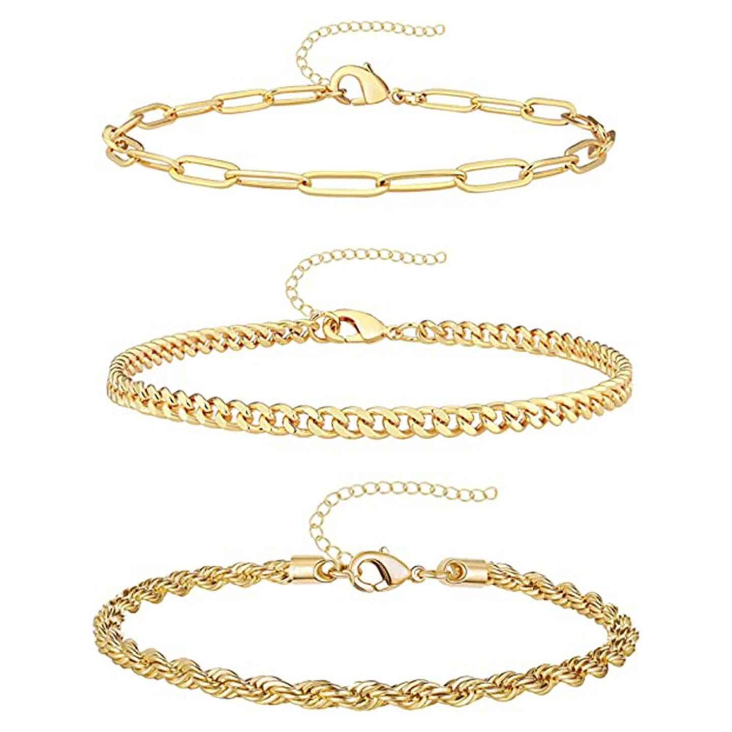 Women 3 Handcrafted Gold-Plated Armlet Bracelet