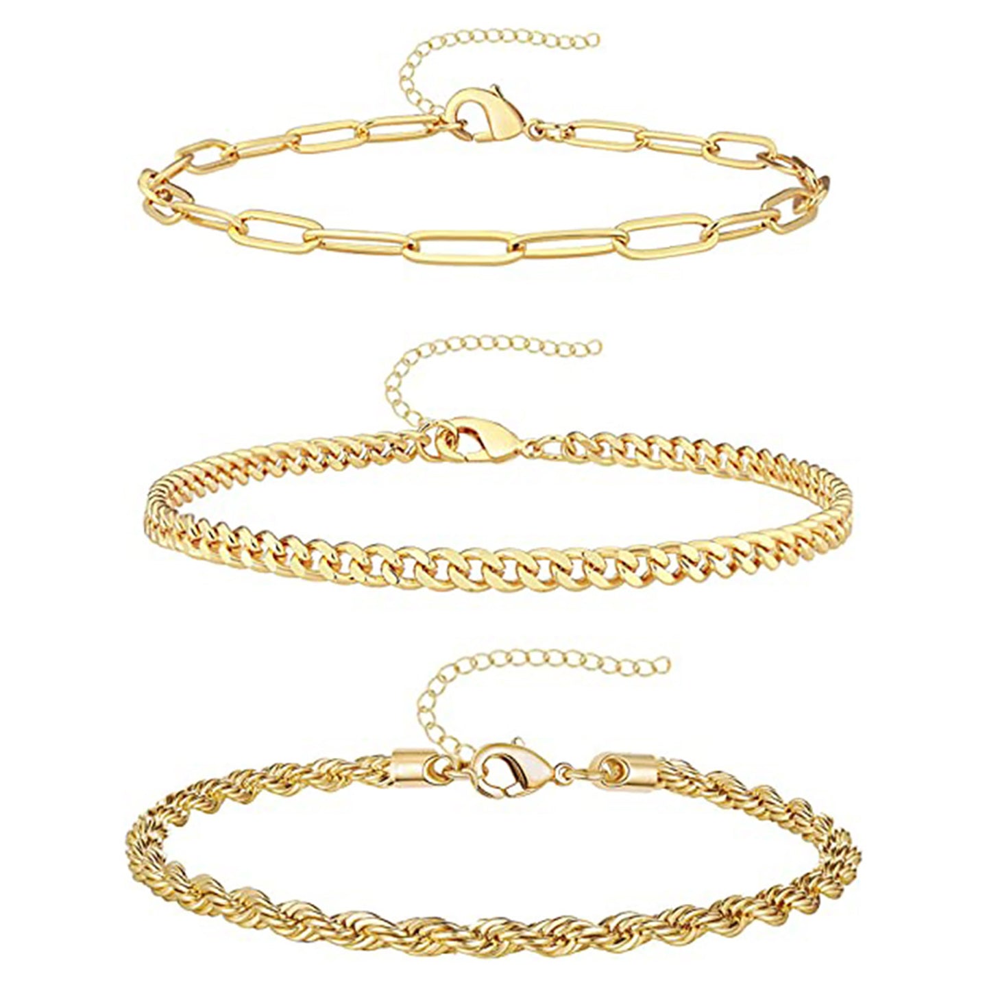 Women 3 Handcrafted Gold-Plated Armlet Bracelet