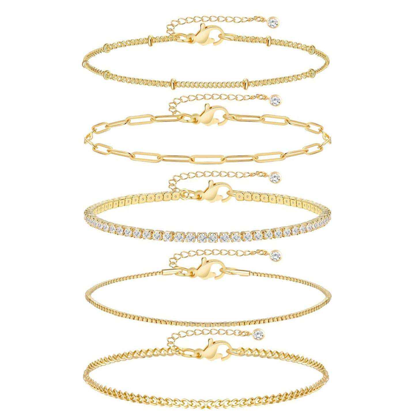 Women 5 Cubic Zirconia Handcrafted Gold-Plated Armlet Bracelet