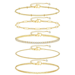 Women 5 Cubic Zirconia Handcrafted Gold-Plated Armlet Bracelet