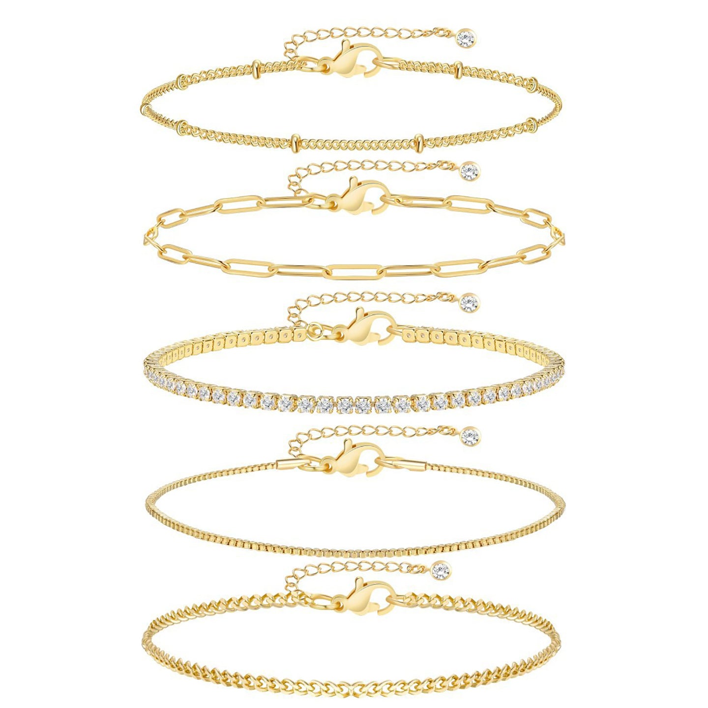 Women 5 Cubic Zirconia Handcrafted Gold-Plated Armlet Bracelet