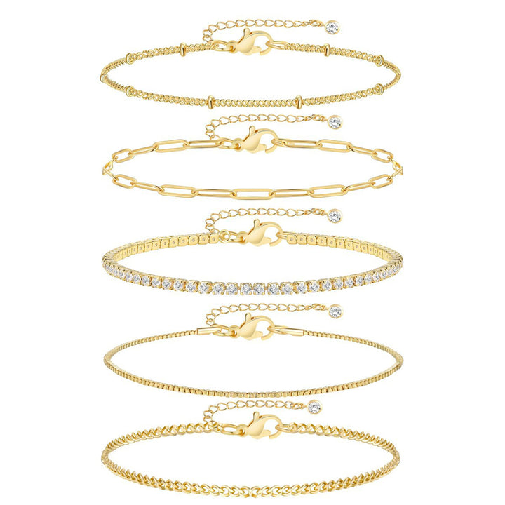 Women 5 Cubic Zirconia Handcrafted Gold-Plated Armlet Bracelet