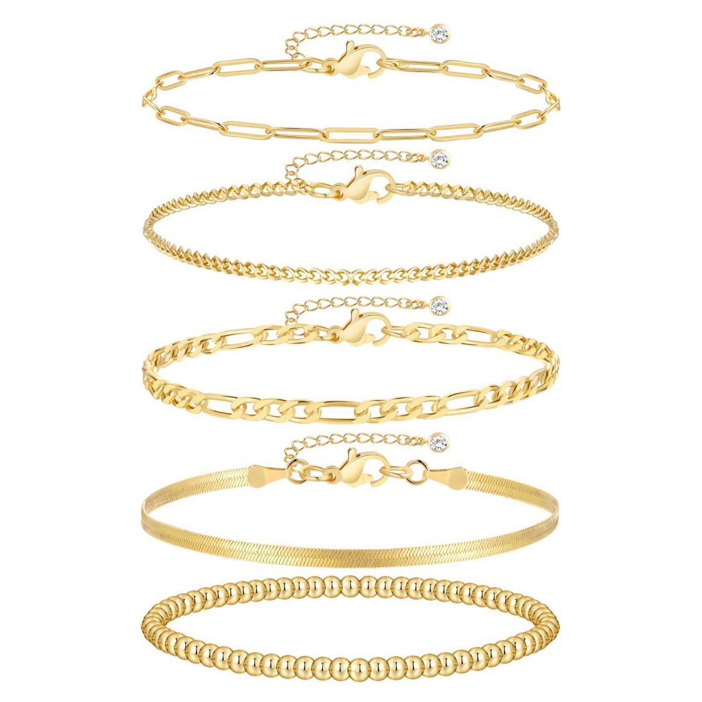 Women 5 Handcrafted Gold-Plated Armlet Bracelet
