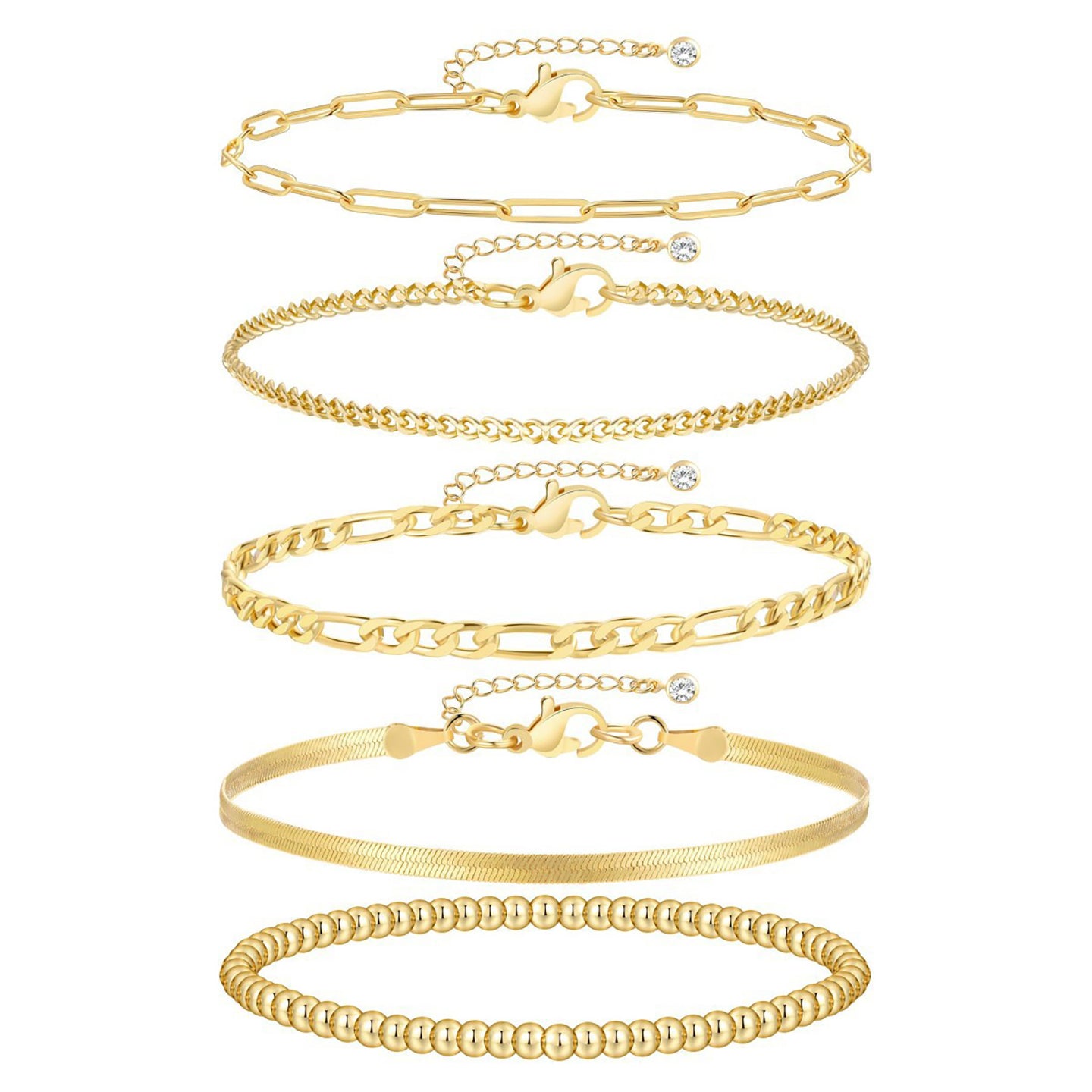 Women 5 Handcrafted Gold-Plated Armlet Bracelet