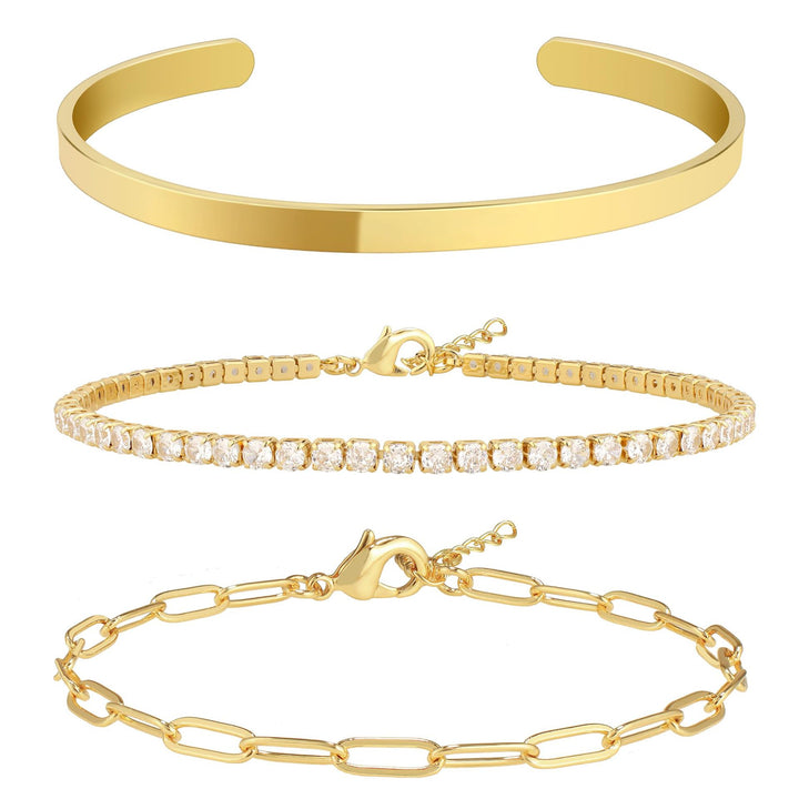 Women 3 Cubic Zirconia Handcrafted Gold-Plated Armlet Bracelet