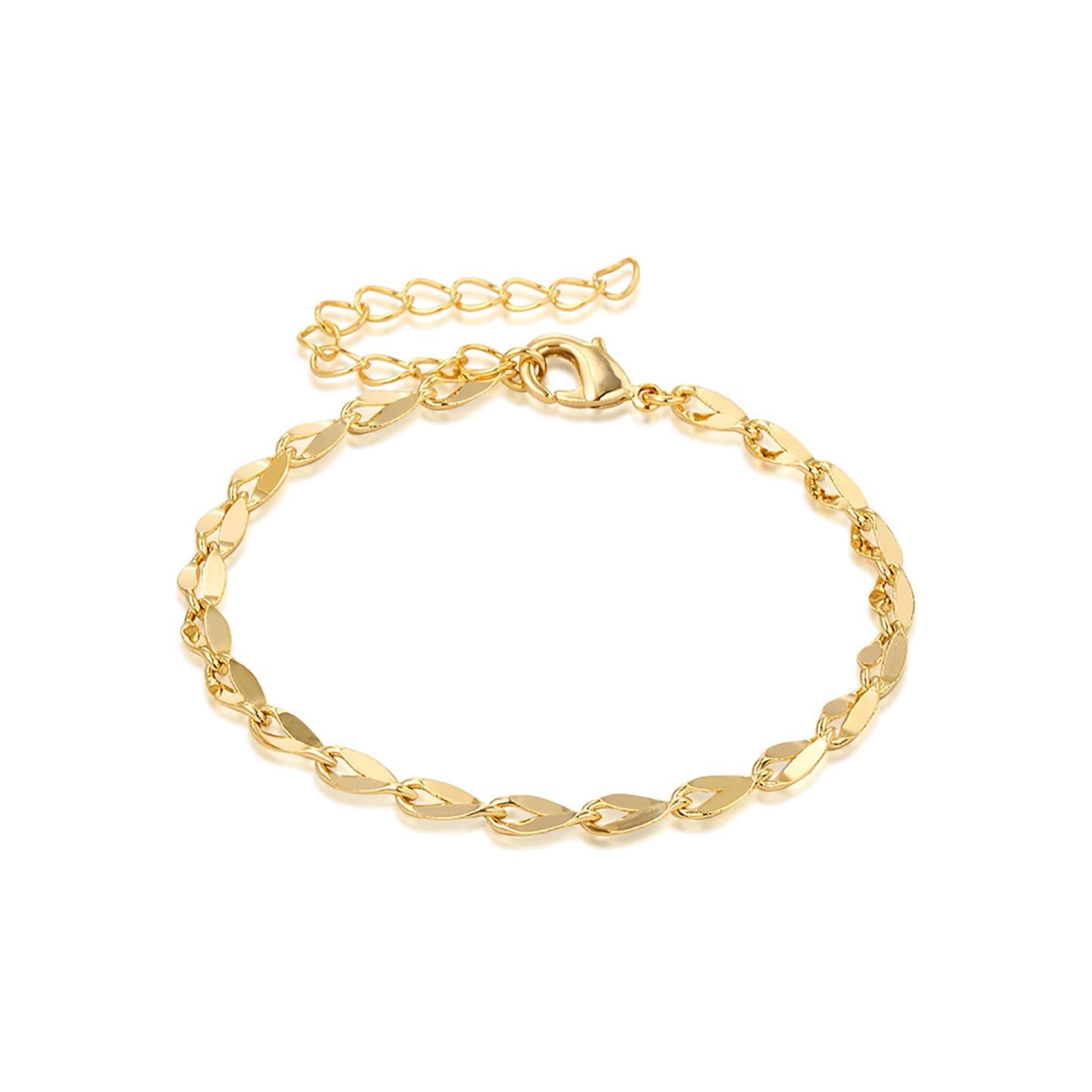Women Handcrafted Gold-Plated Link Bracelet