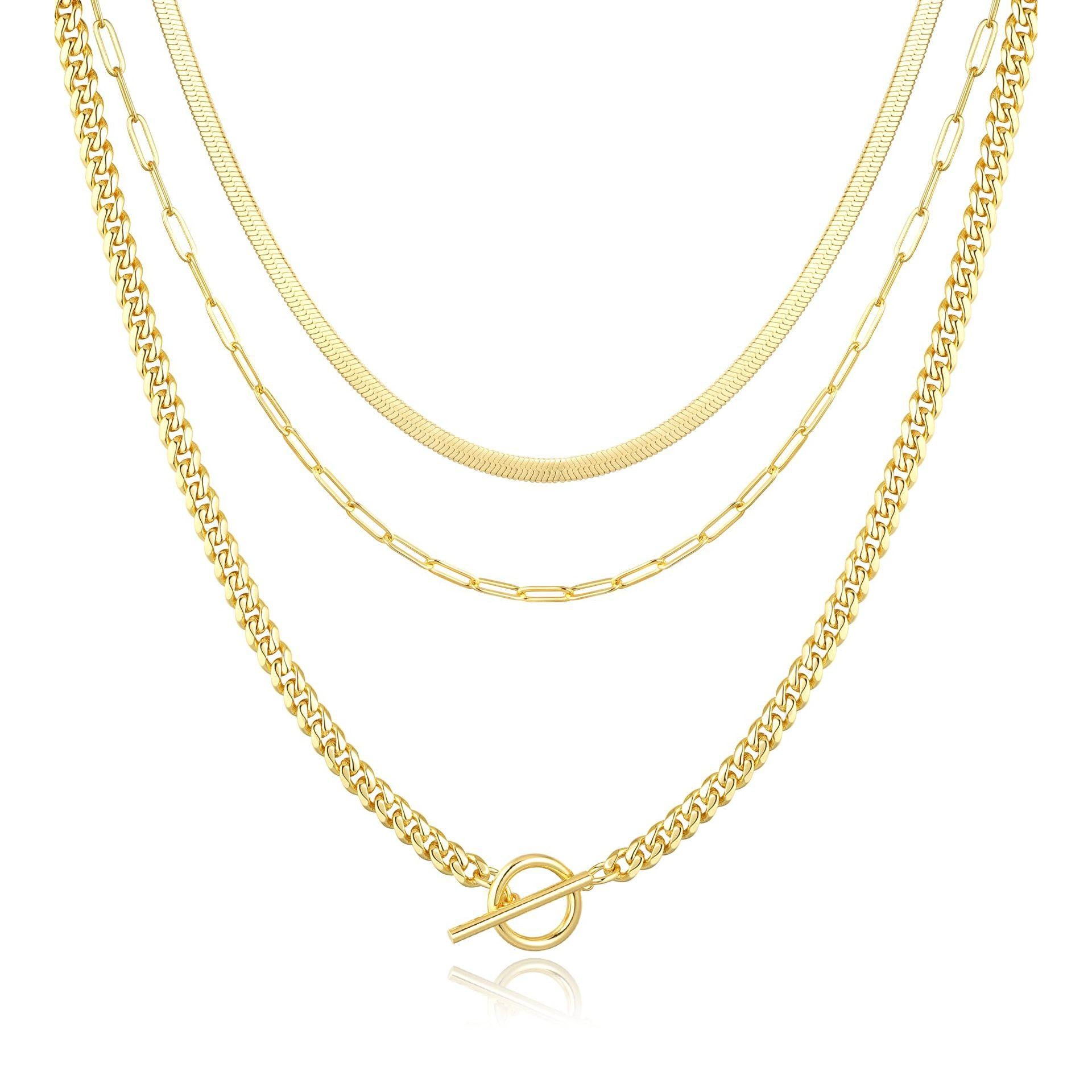 Gold-Plated  Stainless Steel Layered Link Chains