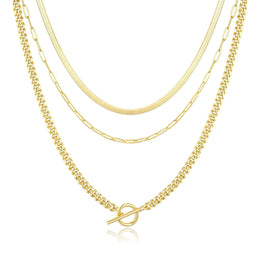 Gold-Plated  Stainless Steel Layered Link Chains