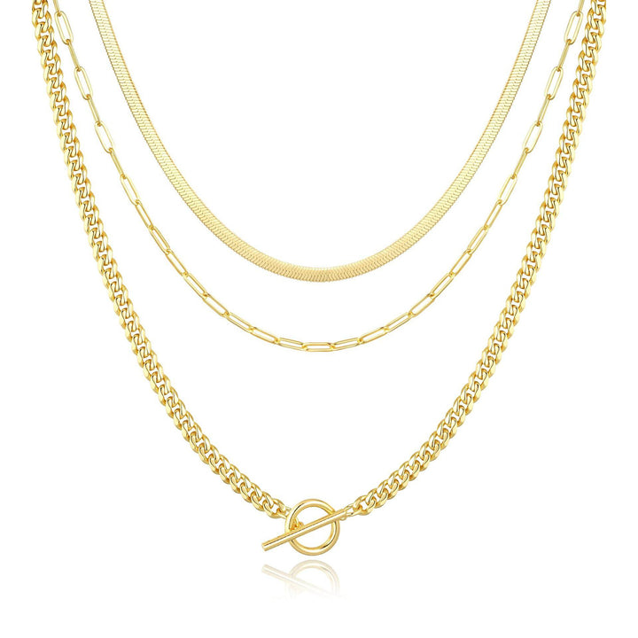 Gold-Plated  Stainless Steel Layered Link Chains