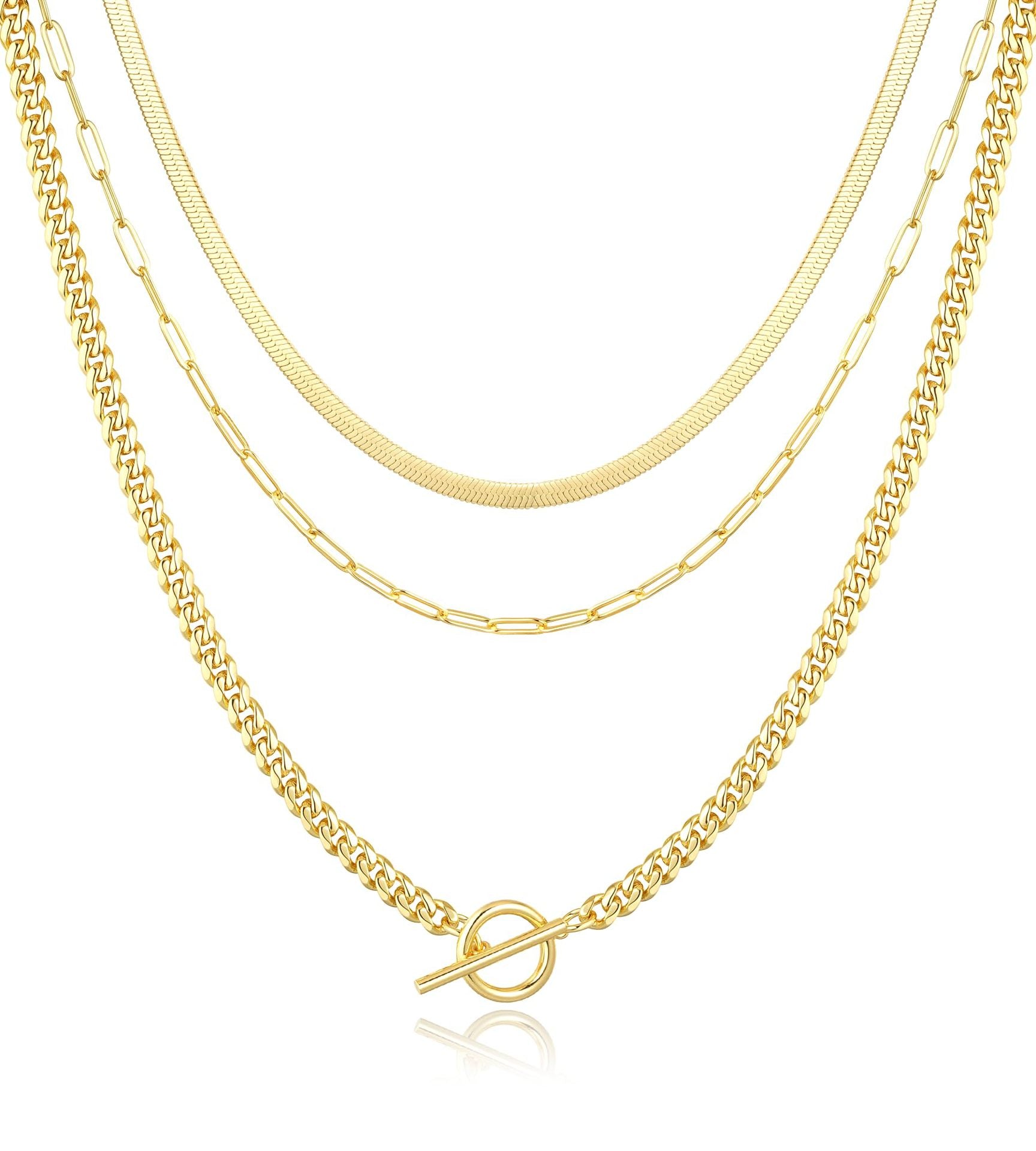 Gold-Plated  Stainless Steel Layered Link Chains