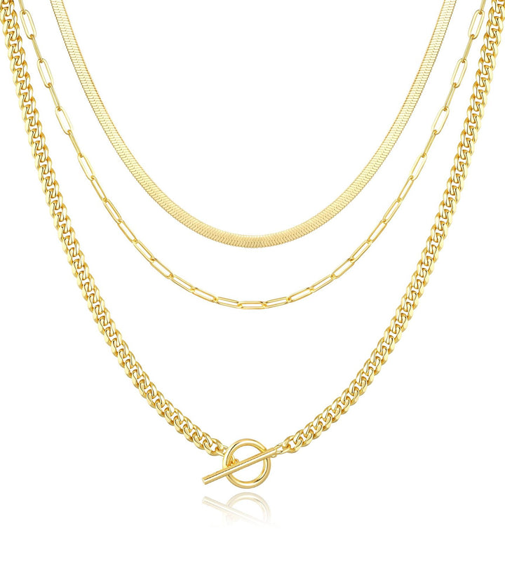 Gold-Plated  Stainless Steel Layered Link Chains