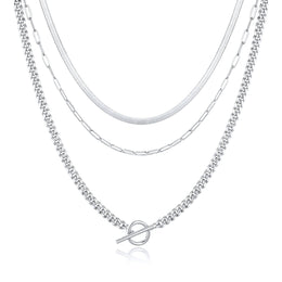 Silver-Plated Stainless Steel Layered Necklace