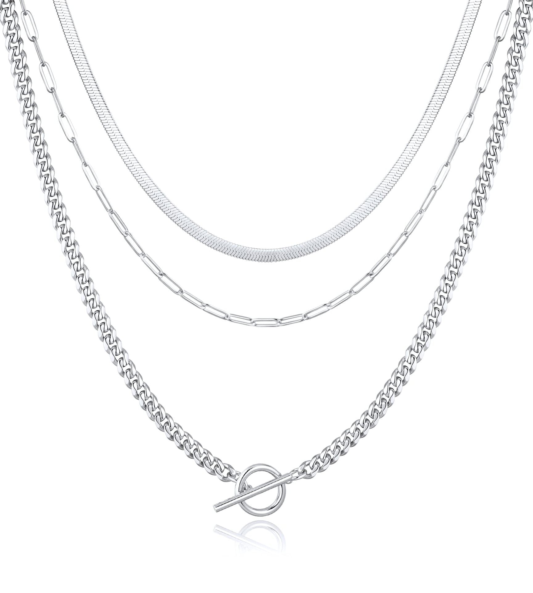 Silver-Plated Stainless Steel Layered Necklace