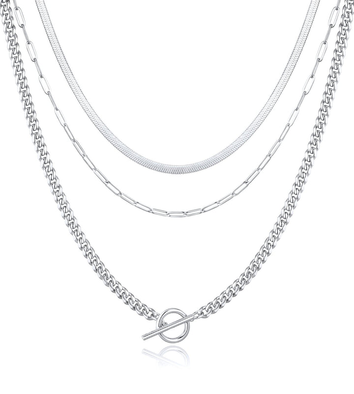 Silver-Plated Stainless Steel Layered Necklace