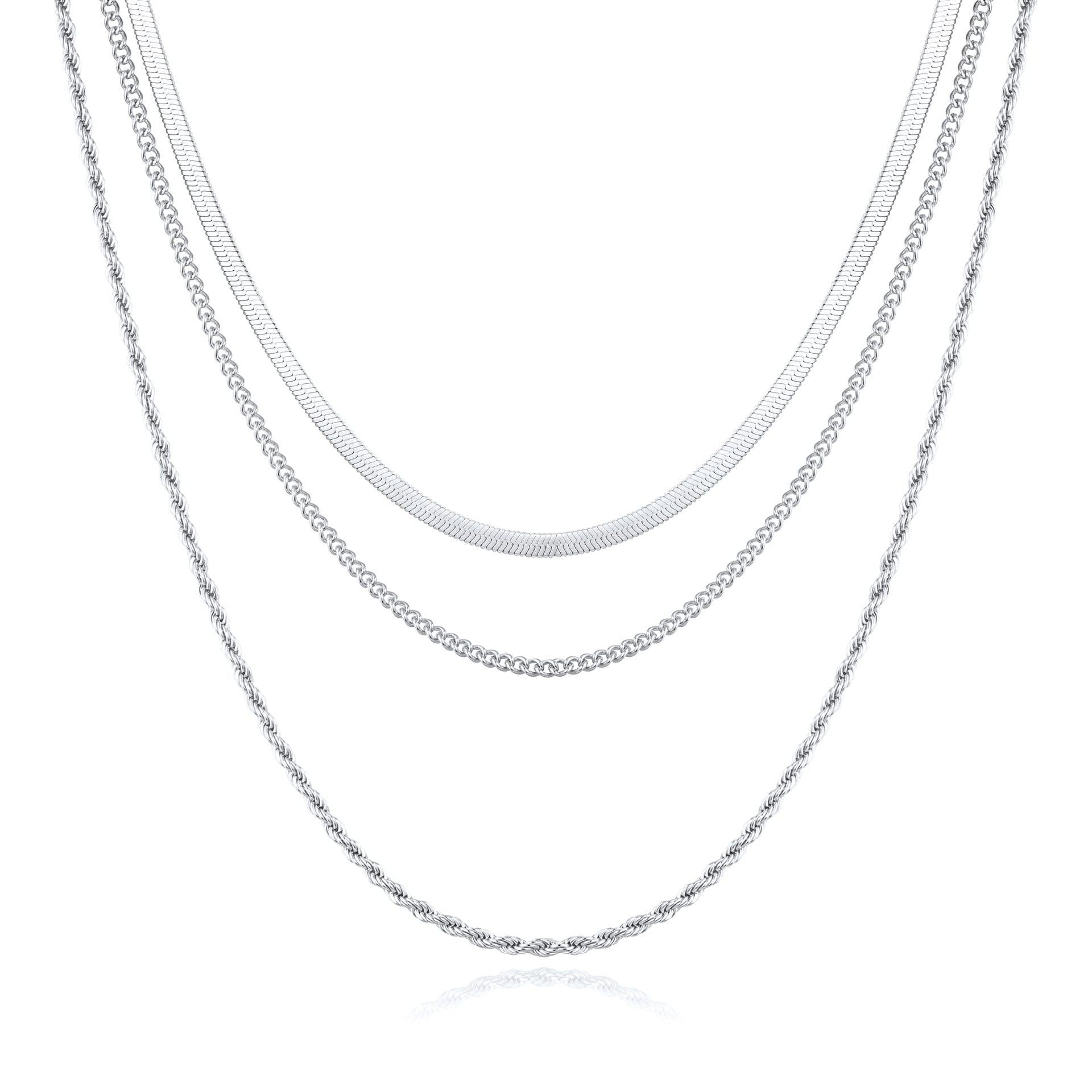 Stainless Steel Silver-Plated Layered Chain