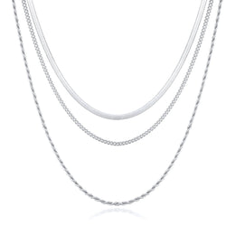 Stainless Steel Silver-Plated Layered Chain