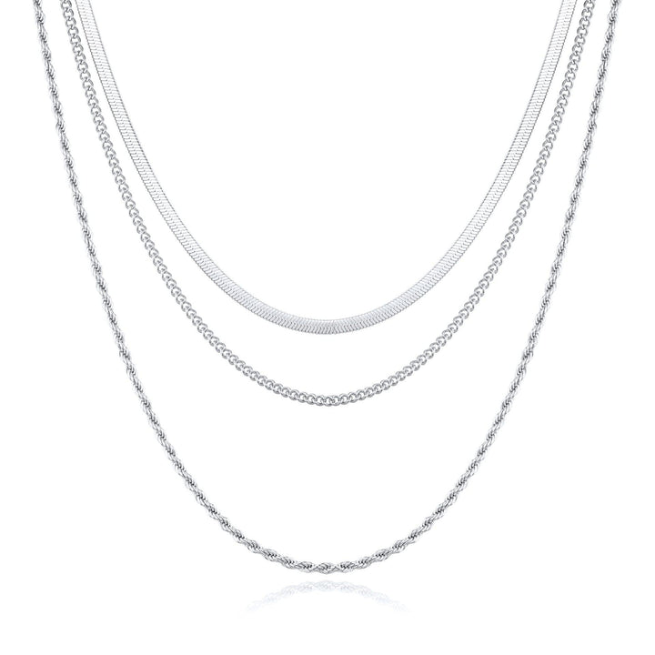Stainless Steel Silver-Plated Layered Chain