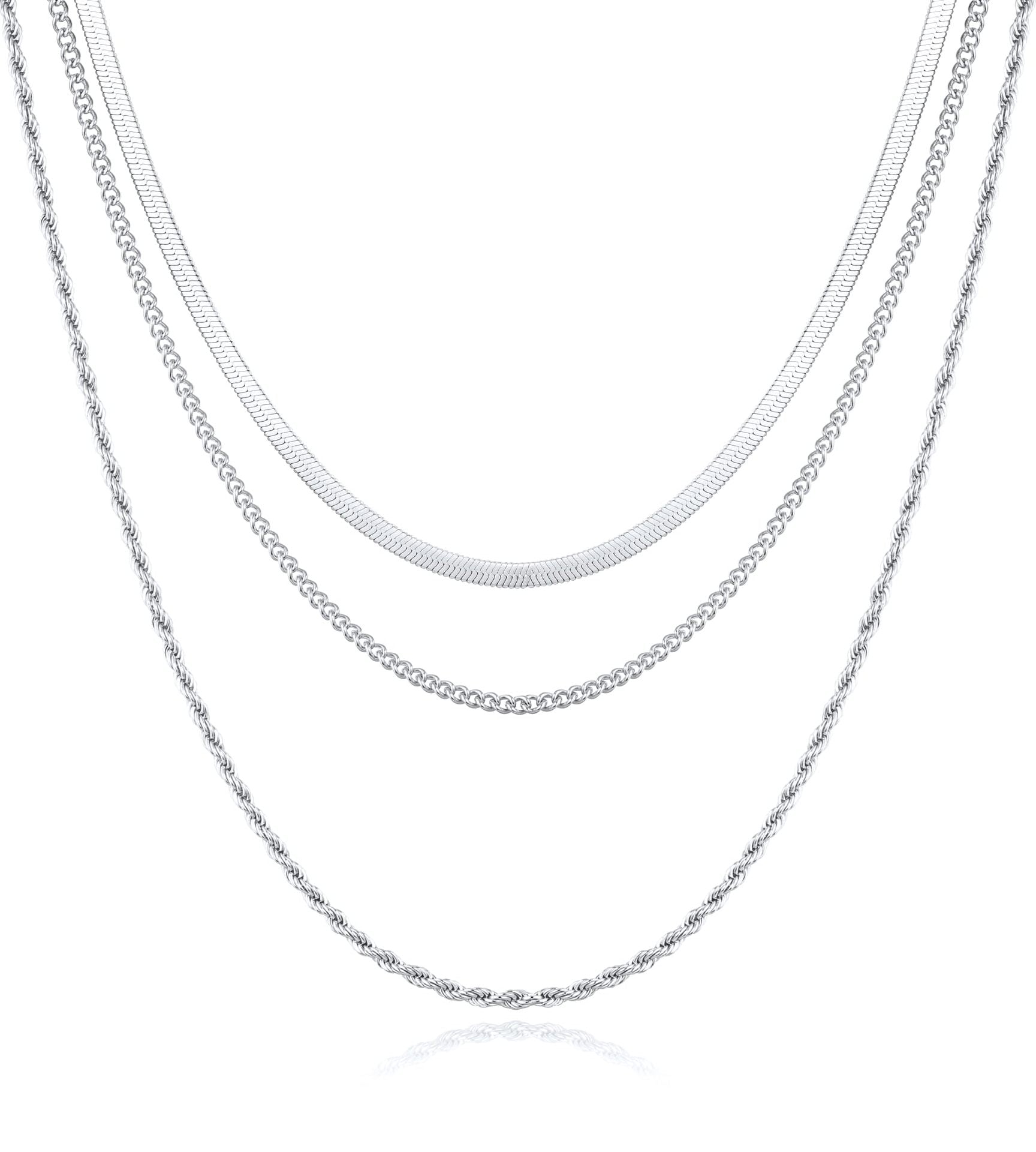 Stainless Steel Silver-Plated Layered Chain
