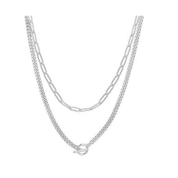 Silver-Plated Layered Link Chains