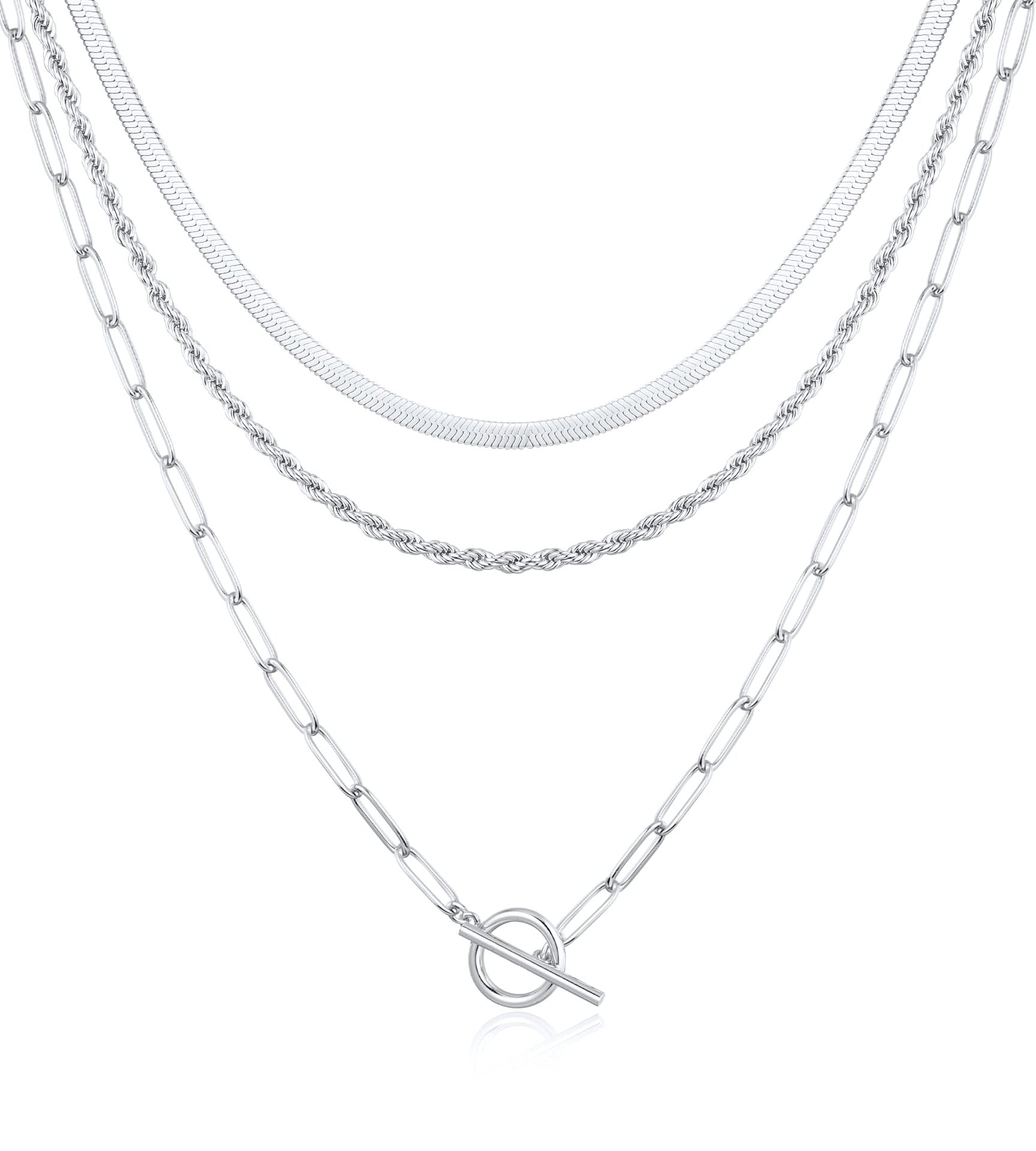 Silver-Plated Stainless Steel Layered Chain
