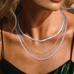 Silver-Plated Stainless Steel Layered Chains