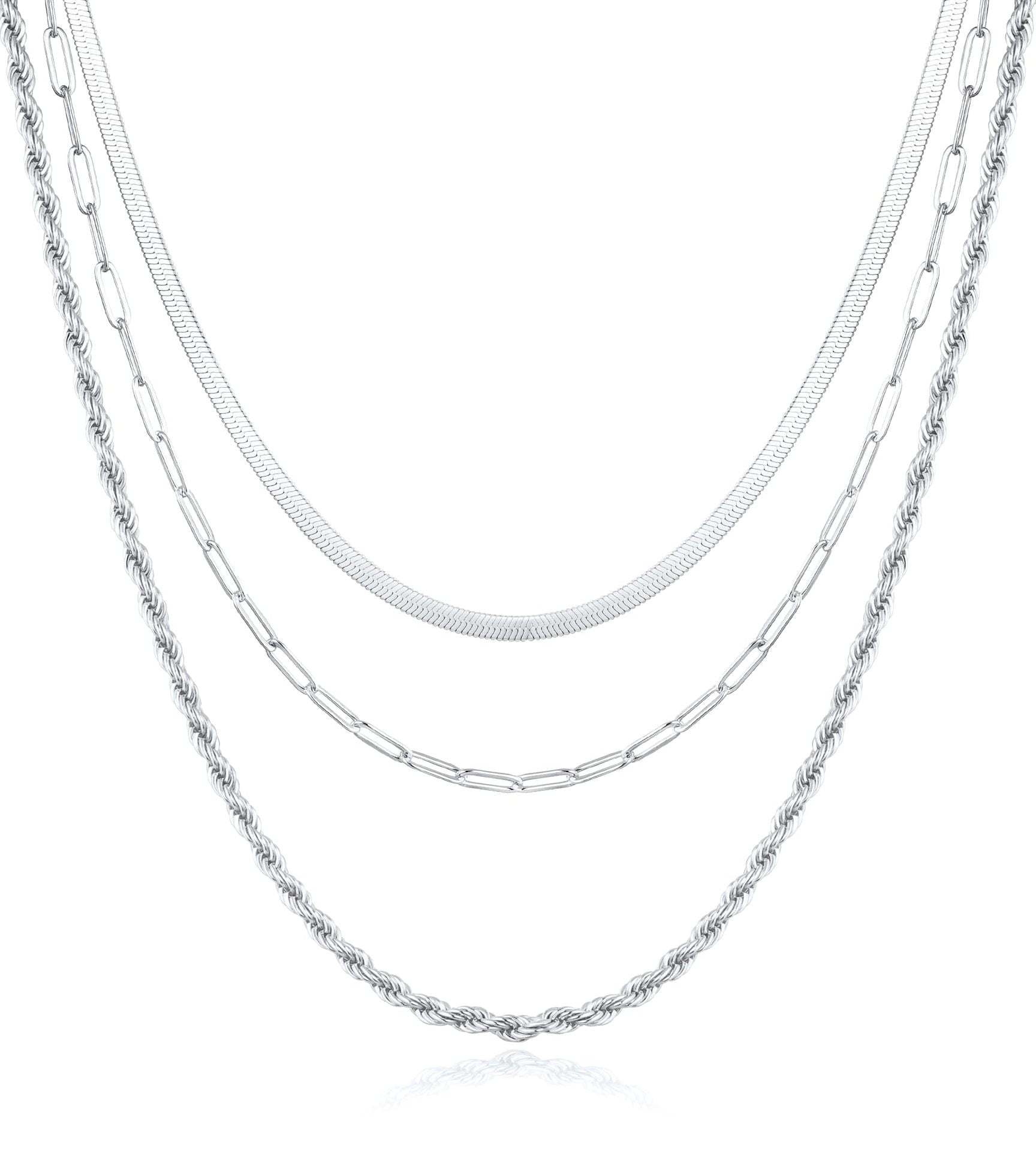 Silver-Plated Stainless Steel Layered Chains