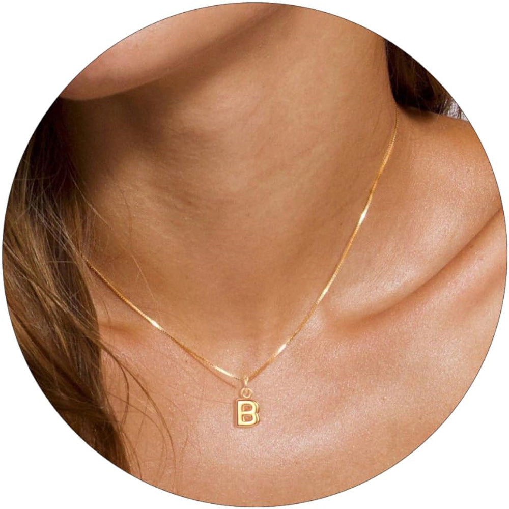 Gold-Plated B-Alphabet Initial Pendant with Chain