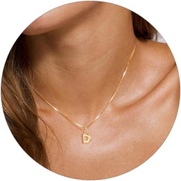 Gold-Plated P-Alphabet Initial Pendant with Chain