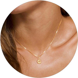 Gold-Plated G-Alphabet Initial Pendant with Chain