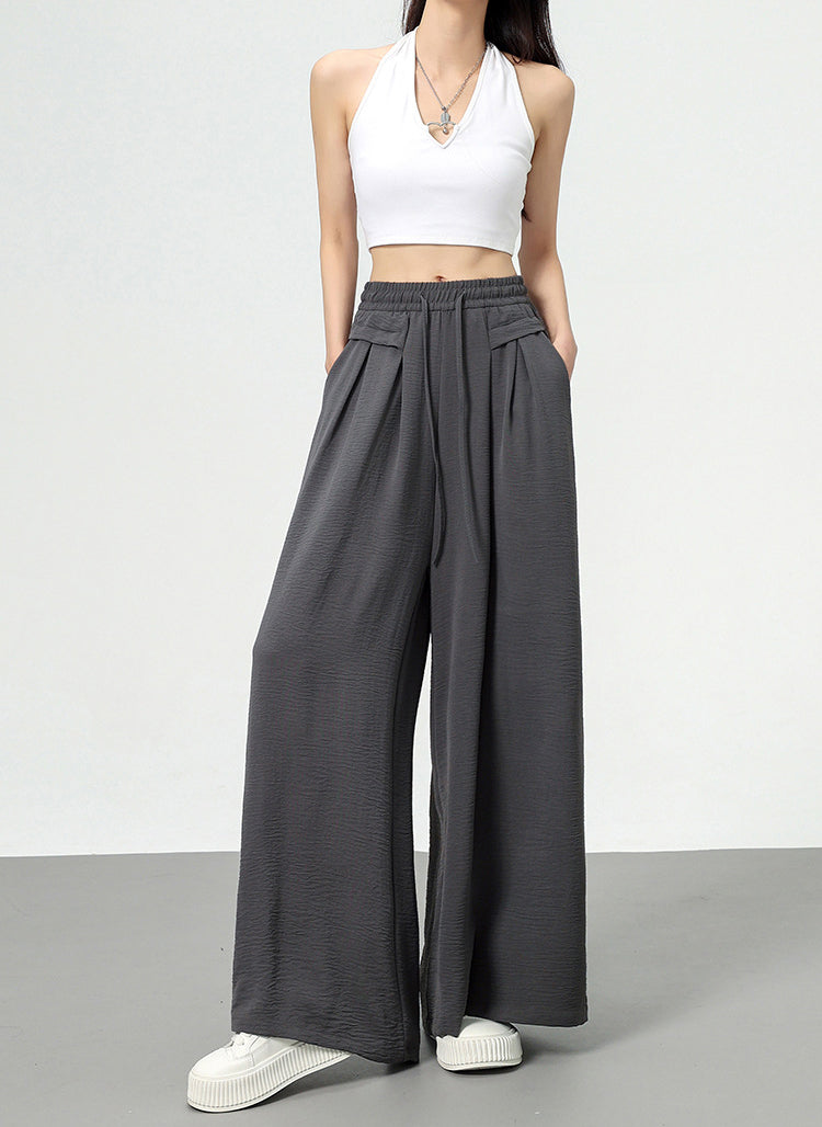 Women Solid Loose Fit High-Rise Wide Leg Trousers