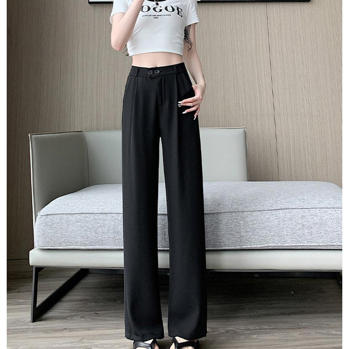 Solid High-Rise Regular Trousers