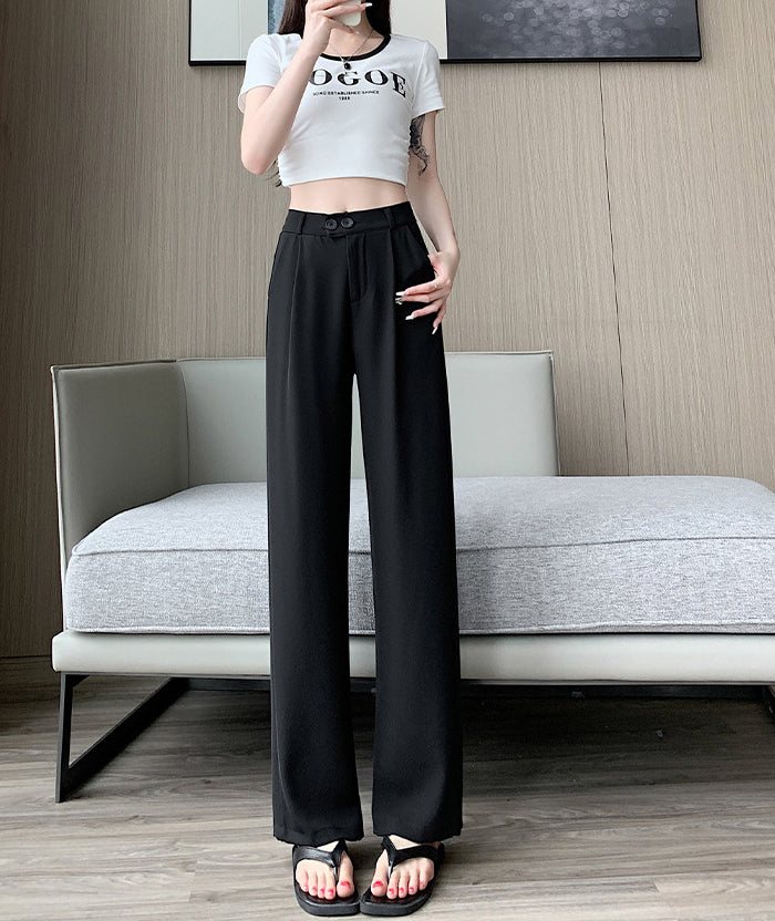Solid High-Rise Regular Trousers