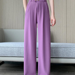 Solid High-Rise Regular Trousers