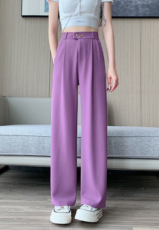 Solid High-Rise Regular Trousers