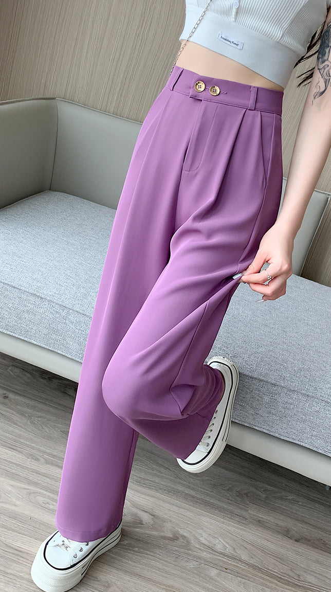 Solid High-Rise Regular Trousers