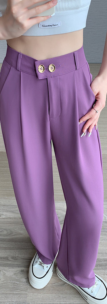 Solid High-Rise Regular Trousers