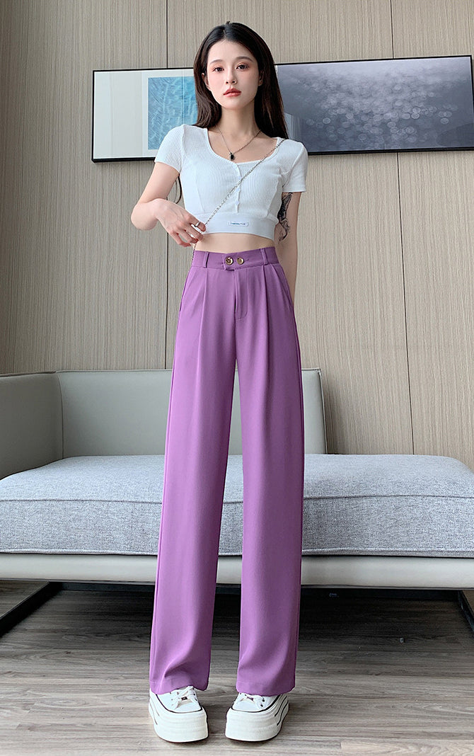 Solid High-Rise Regular Trousers
