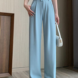 Solid High-Rise Regular Trousers