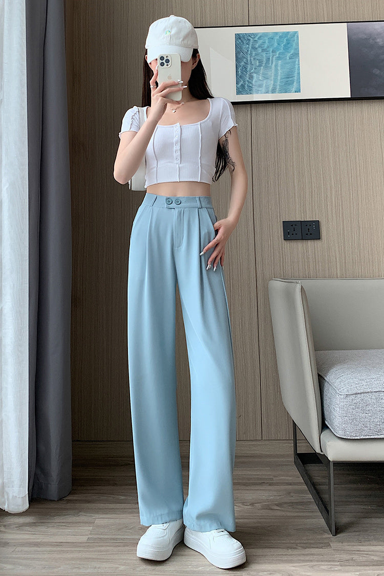 Solid High-Rise Regular Trousers