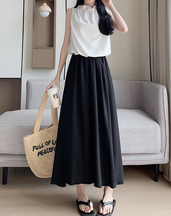 Casual Solid Maxi Skirt