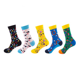 Women Pack Of 5 Patterned Cotton Calf Length Socks