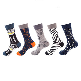 Women Pack Of 5 Patterned Cotton Calf Length Socks