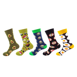 Women Pack Of 5 Patterned Cotton Calf Length Socks