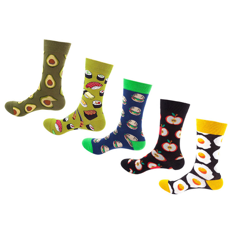Women Pack Of 5 Patterned Cotton Calf Length Socks