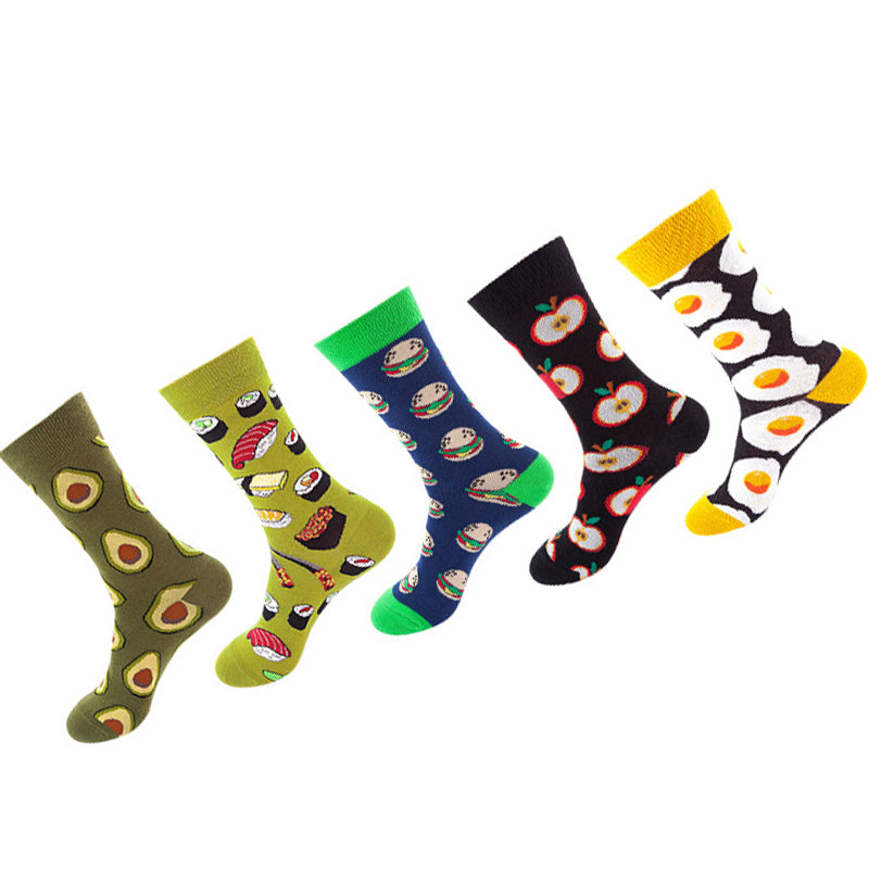 Women Pack Of 5 Patterned Cotton Calf Length Socks