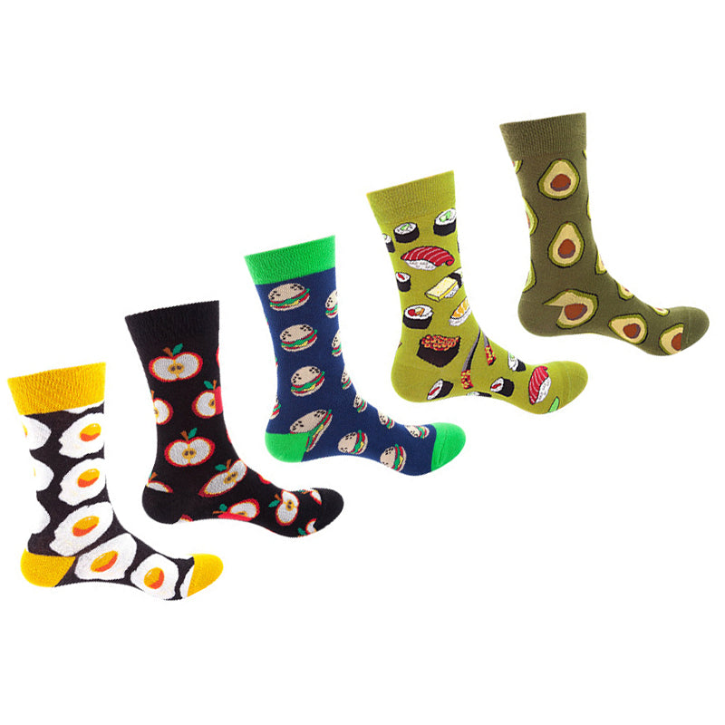 Women Pack Of 5 Patterned Cotton Calf Length Socks