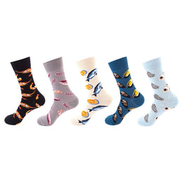 Women Pack Of 5 Patterned Cotton Calf Length Socks