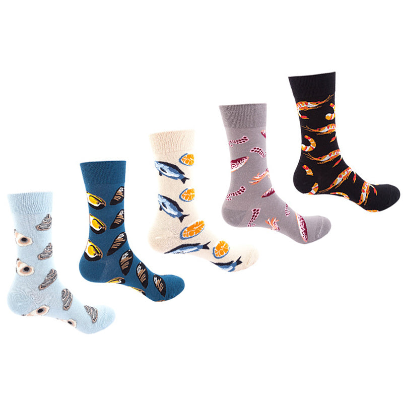 Women Pack Of 5 Patterned Cotton Calf Length Socks