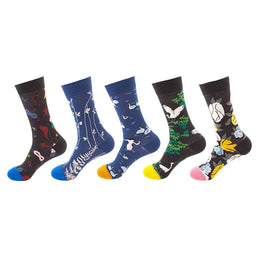 Women Pack Of 5 Patterned Cotton Calf Length Socks