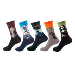 Women Pack Of 5 Patterned Cotton Calf Length Socks
